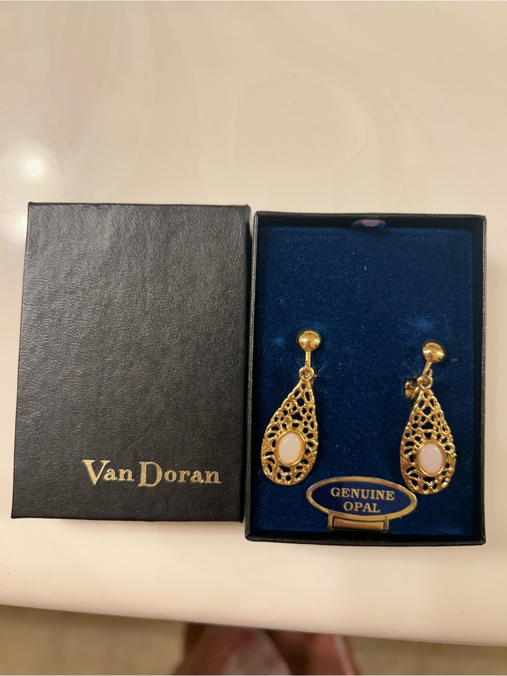 Clip on opal earrings